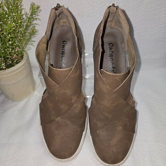 OUTWOODS LIBERTY WEDGES BROWN TAUPE COLOR WOMENS SIZE 9 EUC - Picture 5 of 10